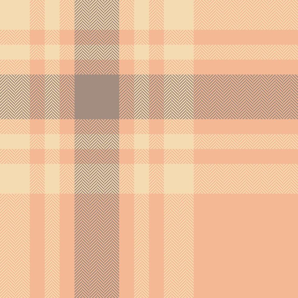 Elegant herringbone plaid pattern in soft peach and beige tones. Ideal for textile design, apparel, stationery, or website backgrounds. vector