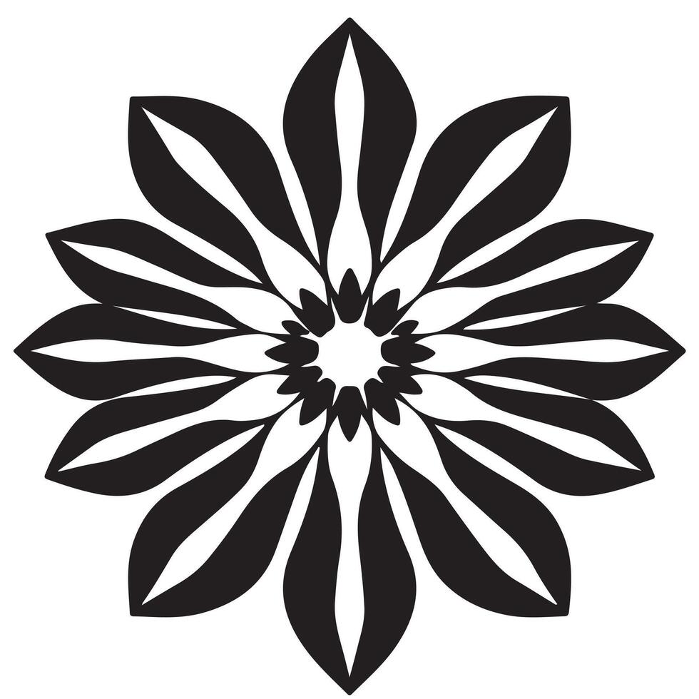 A black and white flower design with a central flower vector