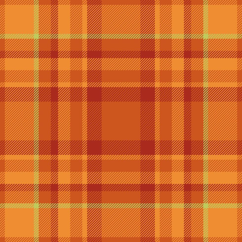 Comfort plaid tartan background, hunter textile pattern. Mid seamless fabric check texture in orange and red colors. vector