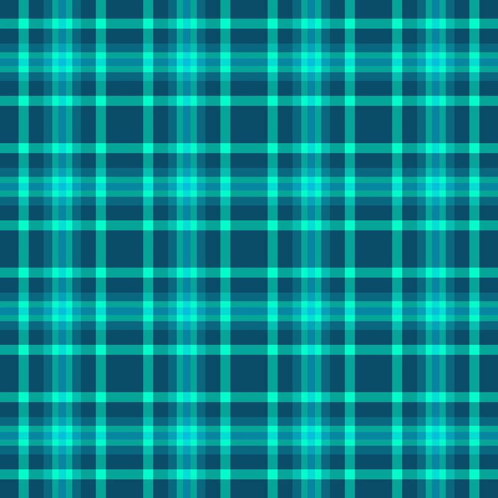 Geometrical check pattern, sensual textile background seamless. Usa tartan plaid texture fabric in cyan and teal colors. vector