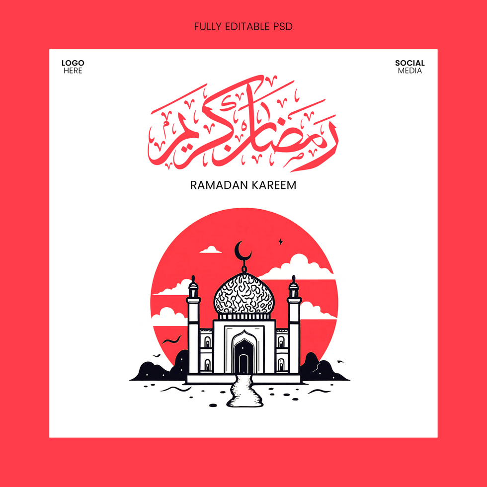 Creative Ramzan Kareem Poster Design, Editable Islamic Mosque Flyer for Social Media Free Download psd