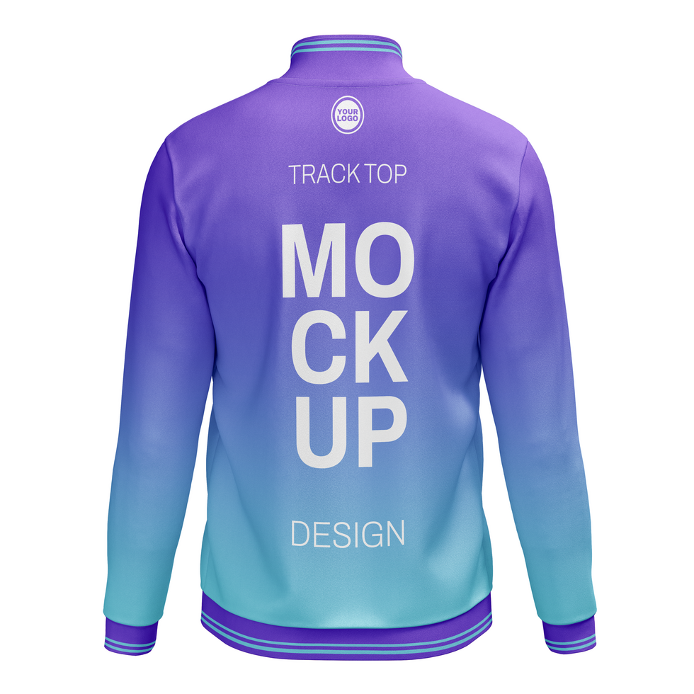 Back view turtleneck track top jacket full zip psd