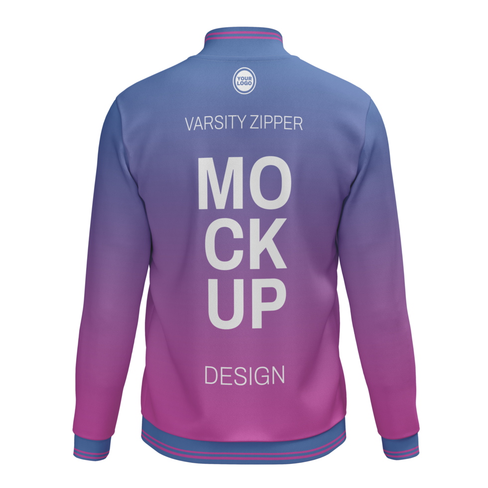 Back view varsity jacket with zipper psd