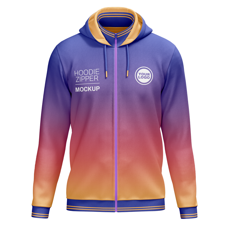 Hoodie zipper with turtleneck stand collar Mockup front view psd
