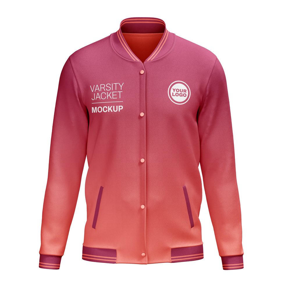 Varsity jacket with button front view psd