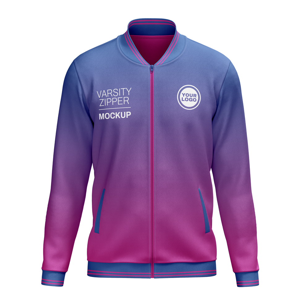 Varsity jacket with zipper front view psd