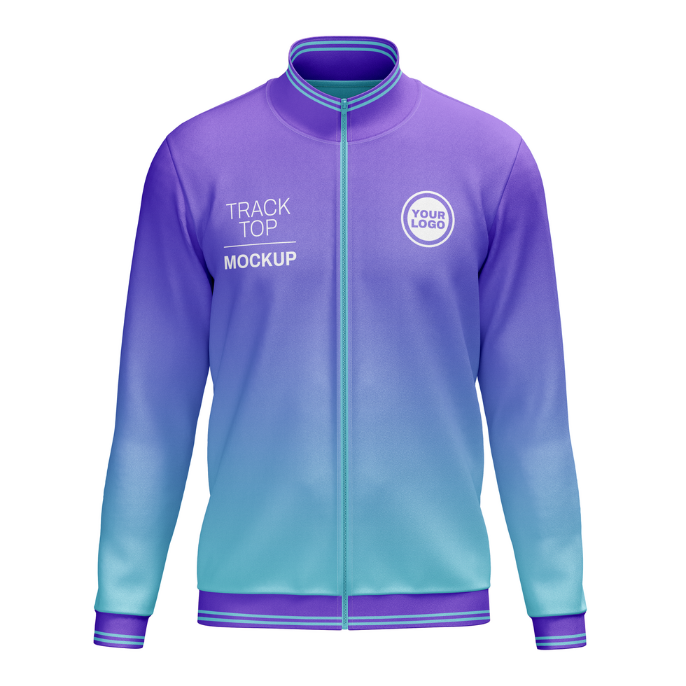 Turtleneck track top jacket full zip front view psd