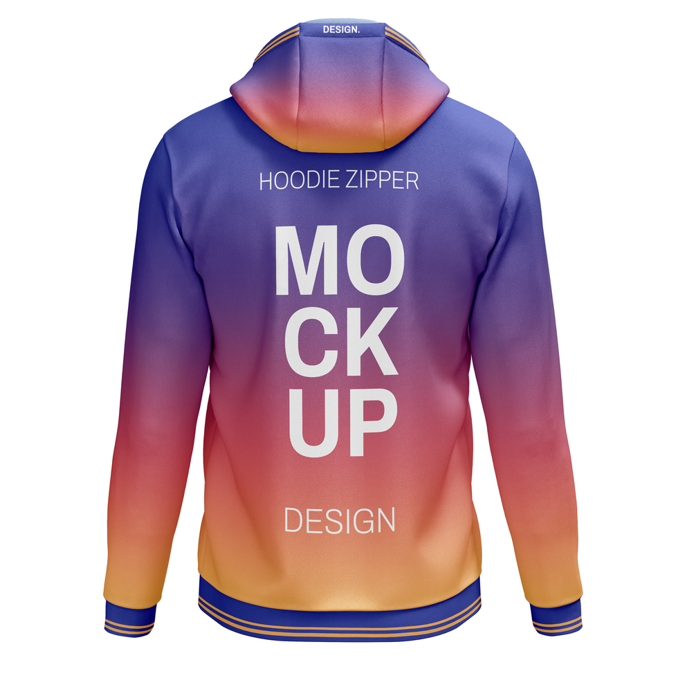 Back view hoodie zipper with turtleneck stand collar Mockup psd