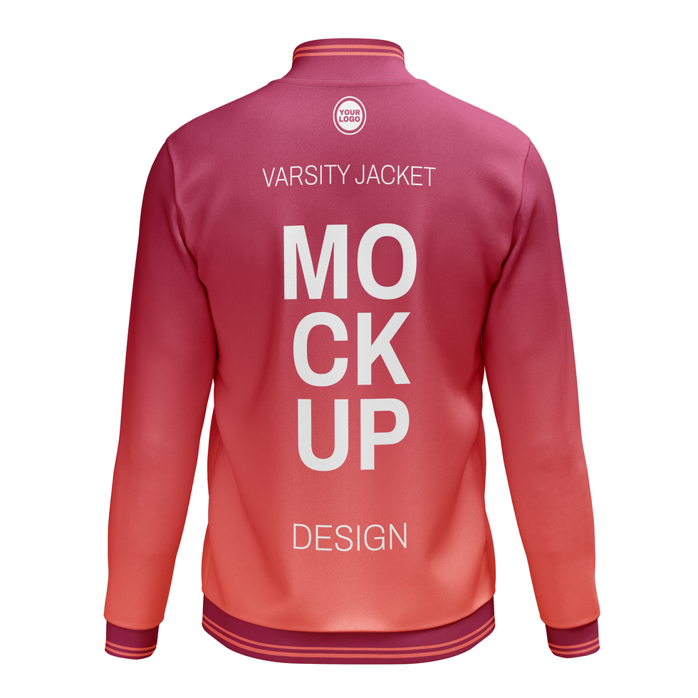 Back view varsity jacket with button psd