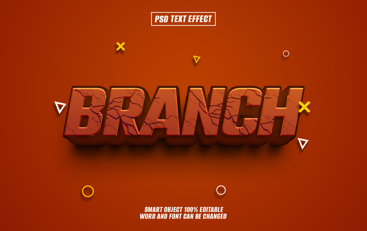 3D text effect Branch psd