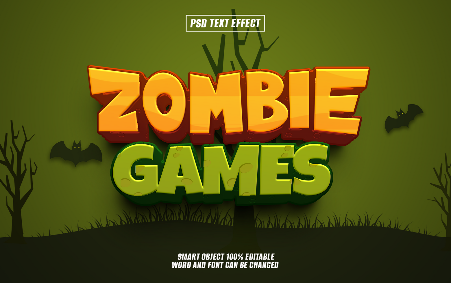 3D text effect Zombie Games psd