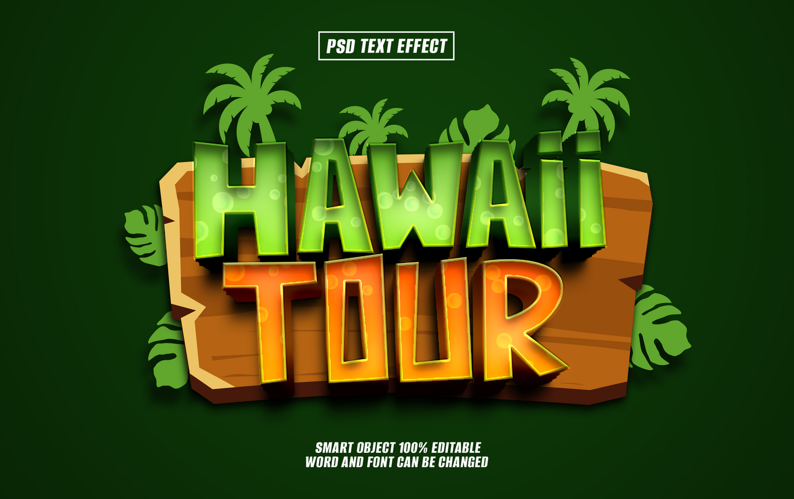 3D Text Effect Hawaii Tour. psd
