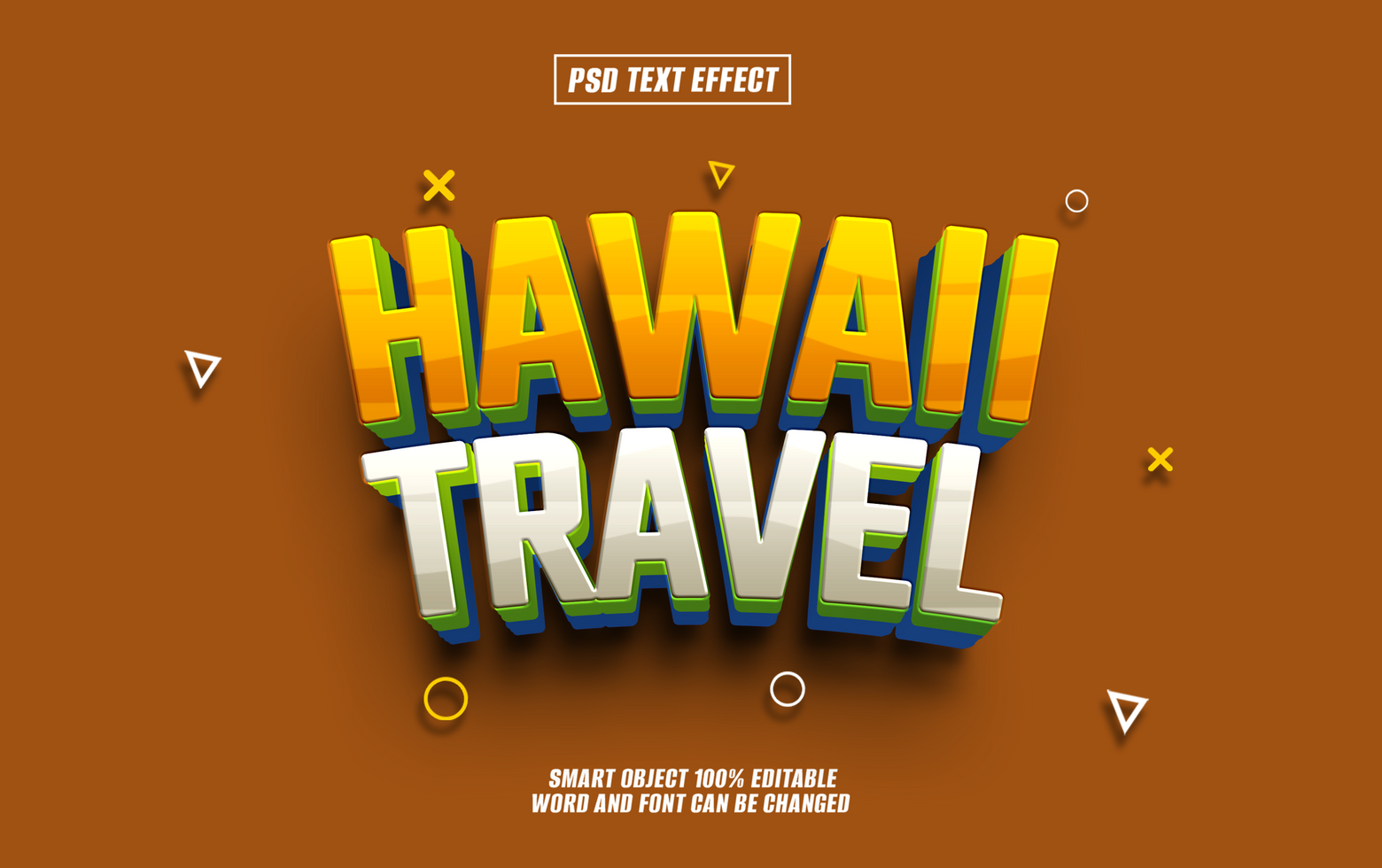 3D text effect design for Hawaii travel, psd