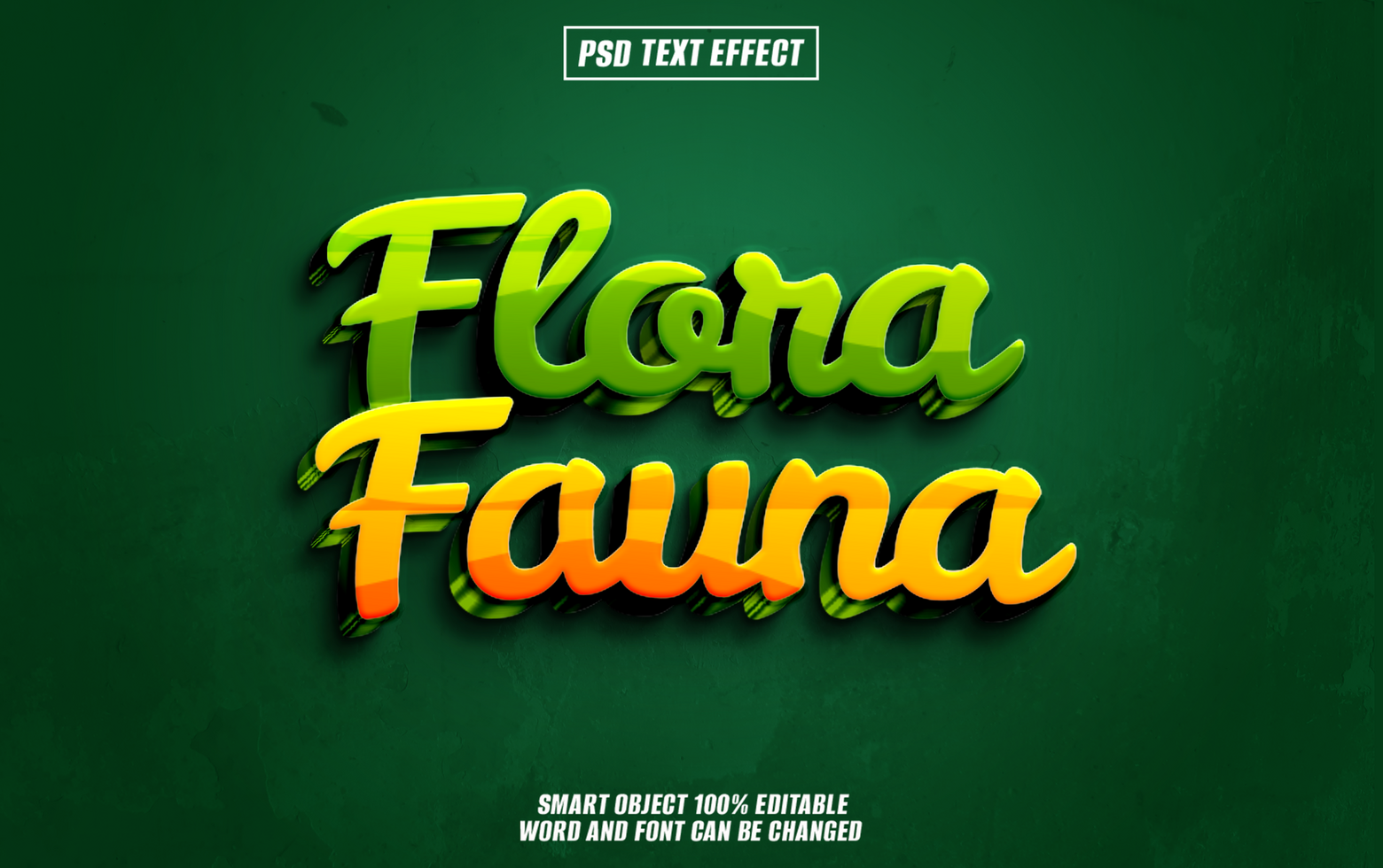 3D stylized text effect Flora Fauna psd