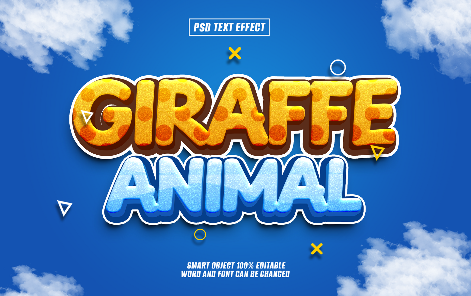 Cartoon giraffe animal text effect design. psd