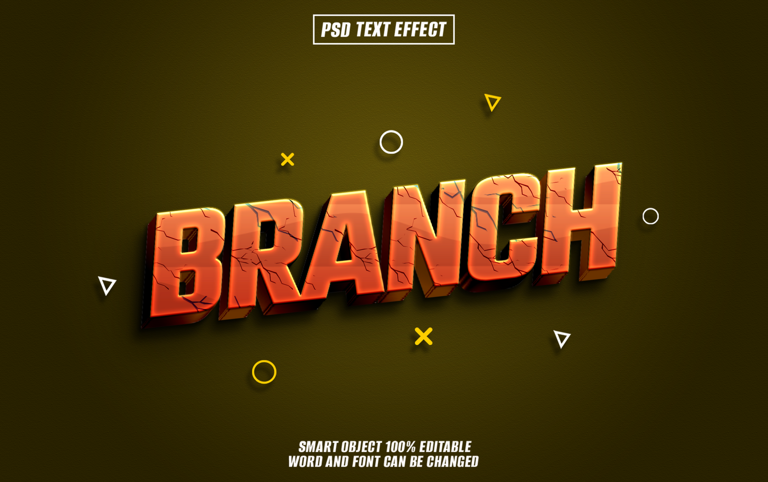 3D text effect of the word Branch psd