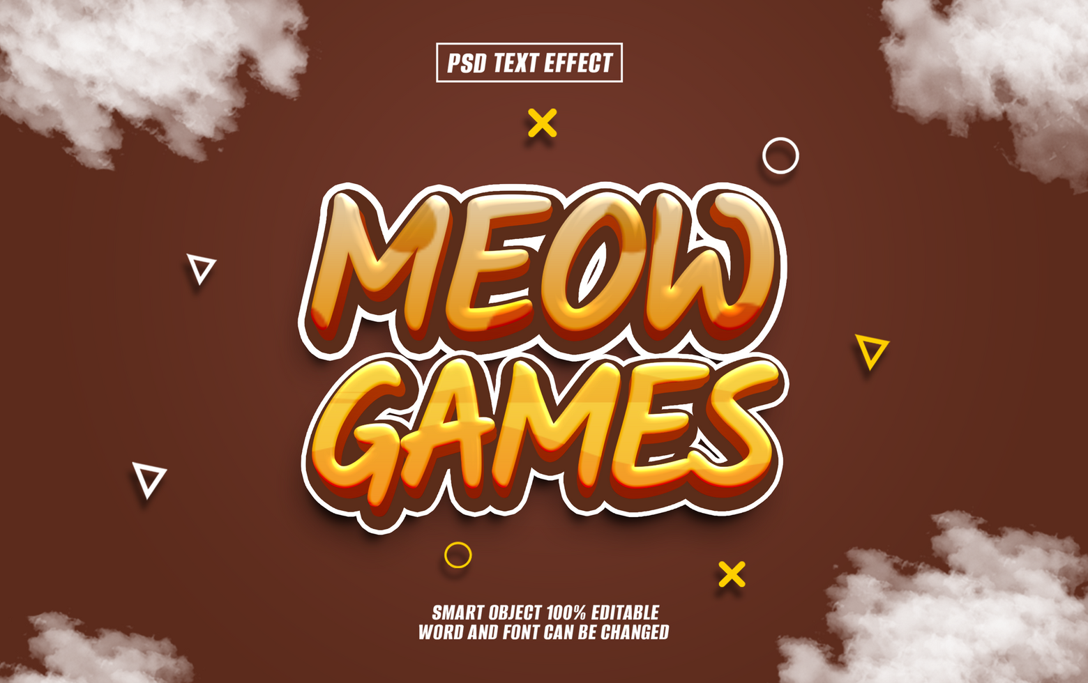 3D cartoon style text effect Meow for Games psd