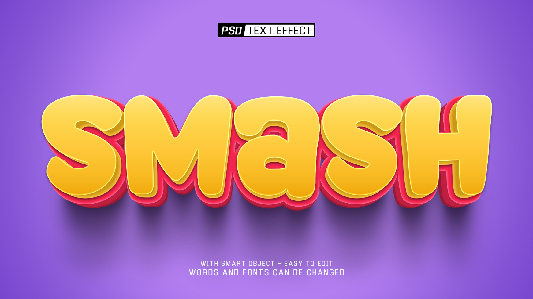 smash 3d text effect psd