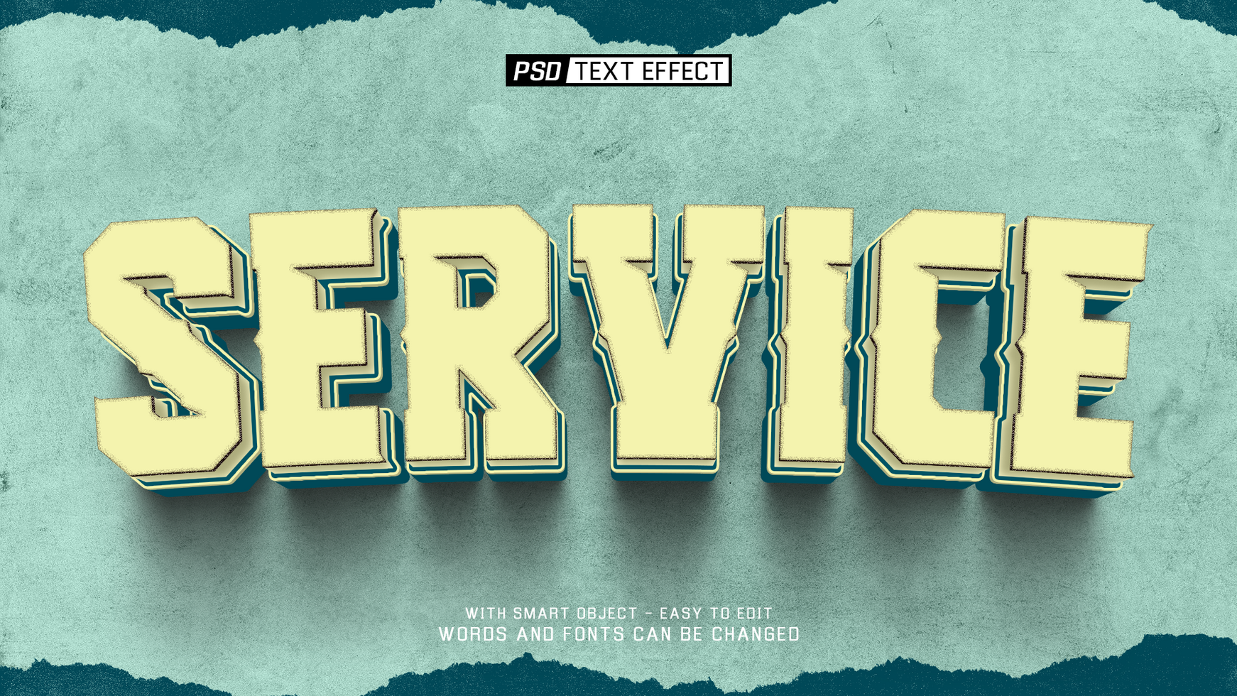 service 3d text effect psd