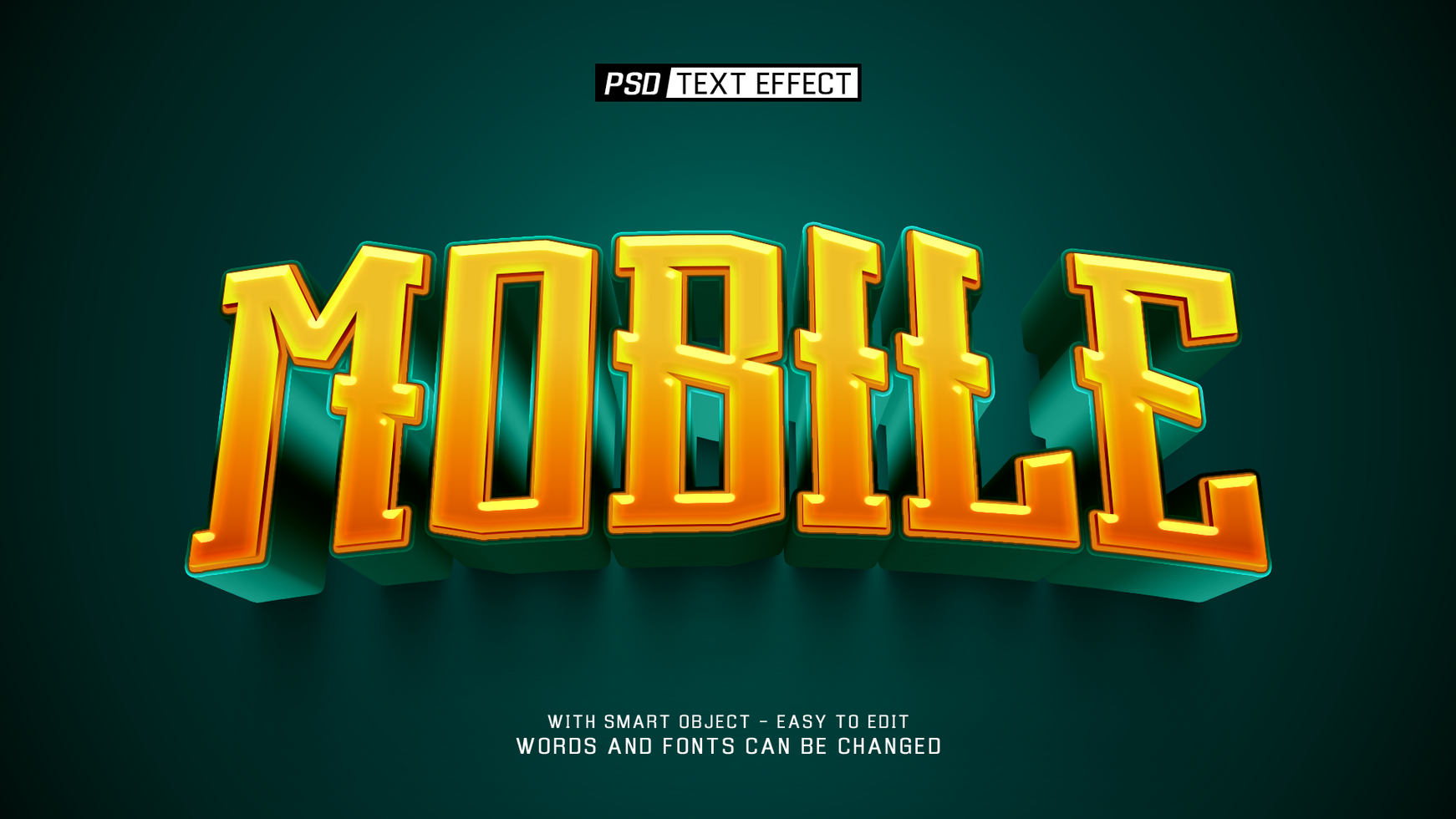 mobile 3d text effect psd