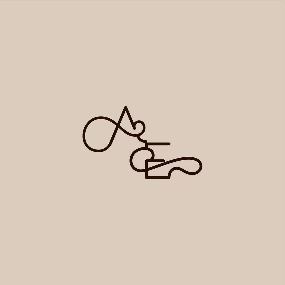 wedding typography monogram luxurious organic style and elegant concept AE dynamic line initial letter vector