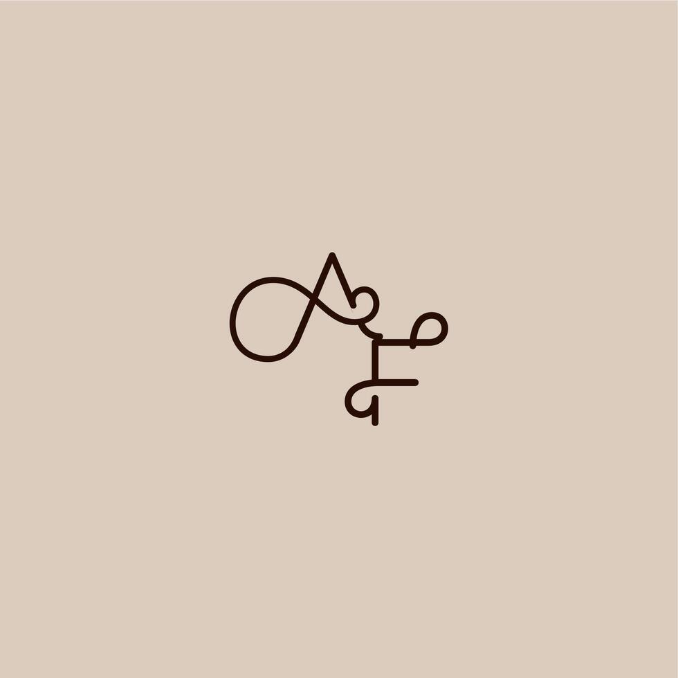 wedding typography monogram luxurious organic style and elegant concept AF dynamic line initial letter vector