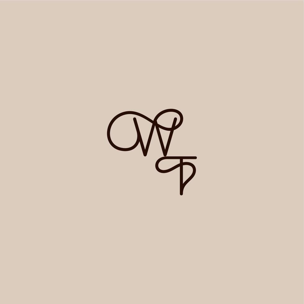 luxurious organic style and elegant concept WT wedding typography monogram letter dynamic line initial vector