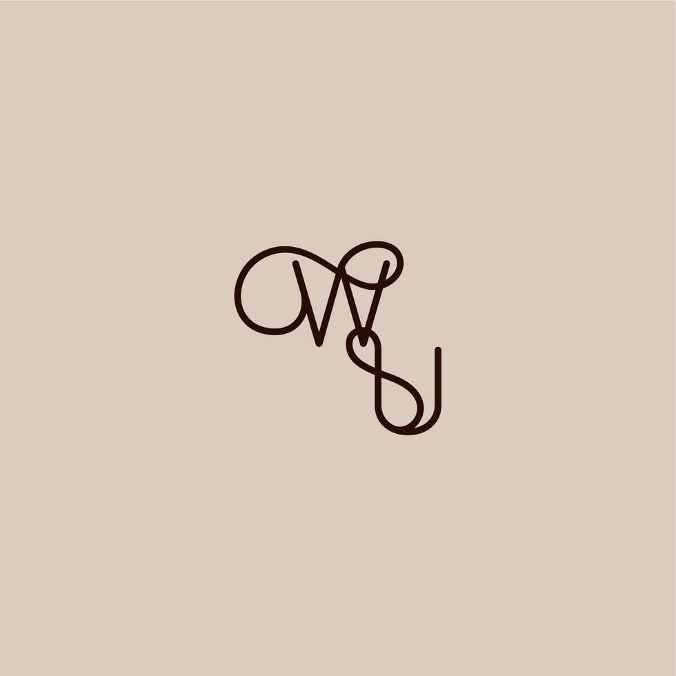 luxurious organic style and elegant concept WU wedding typography monogram letter dynamic line initial vector