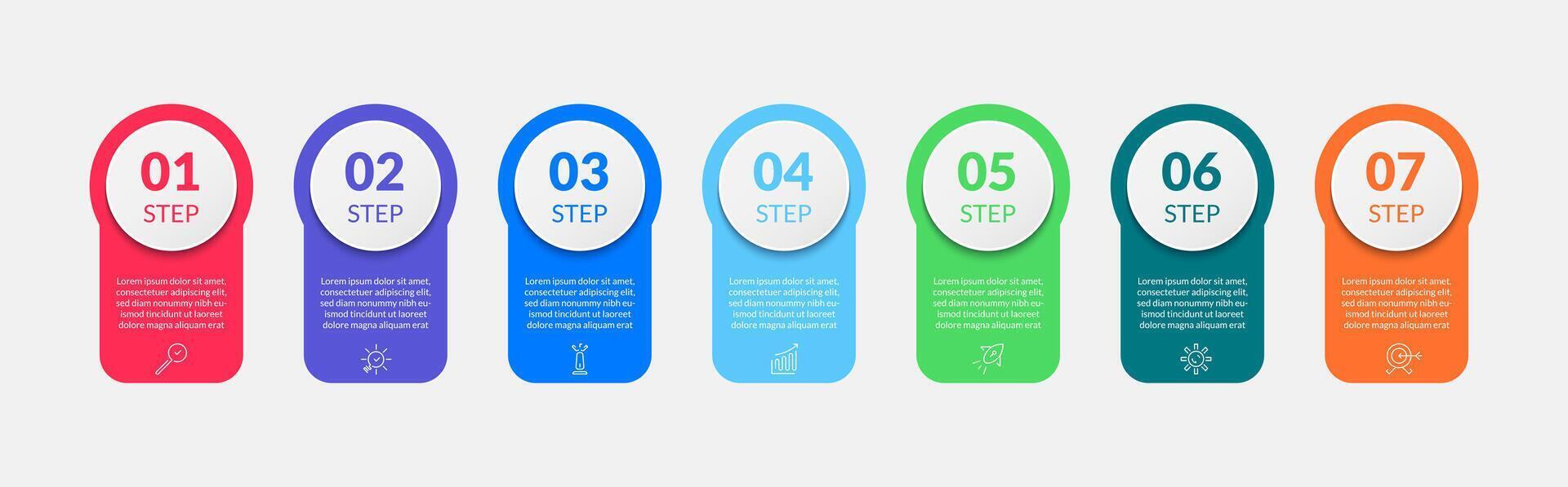 Infographic business design template with icons and 7 options or steps. vector