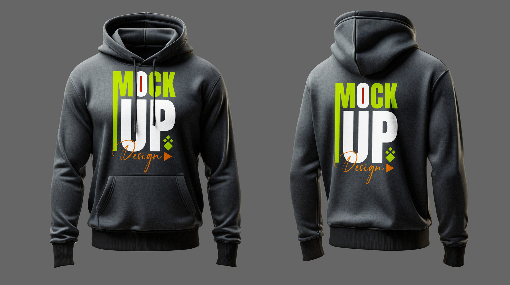 Black and gray hoodie mockup featuring blank apparel design for branding and concepts psd
