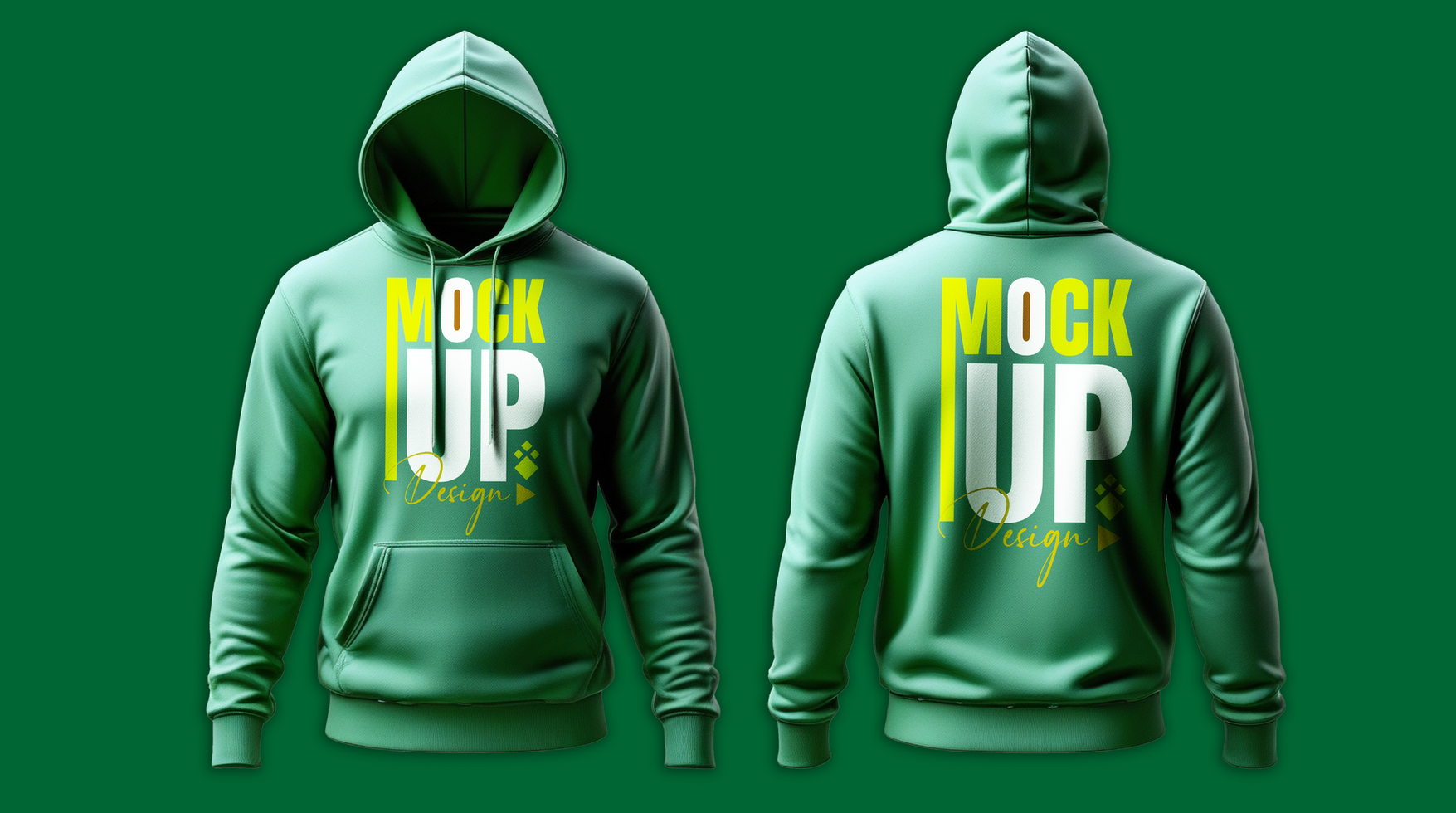Soft smooth green hoodie branding mockup highlighting cotton fabric and stylish design concepts psd