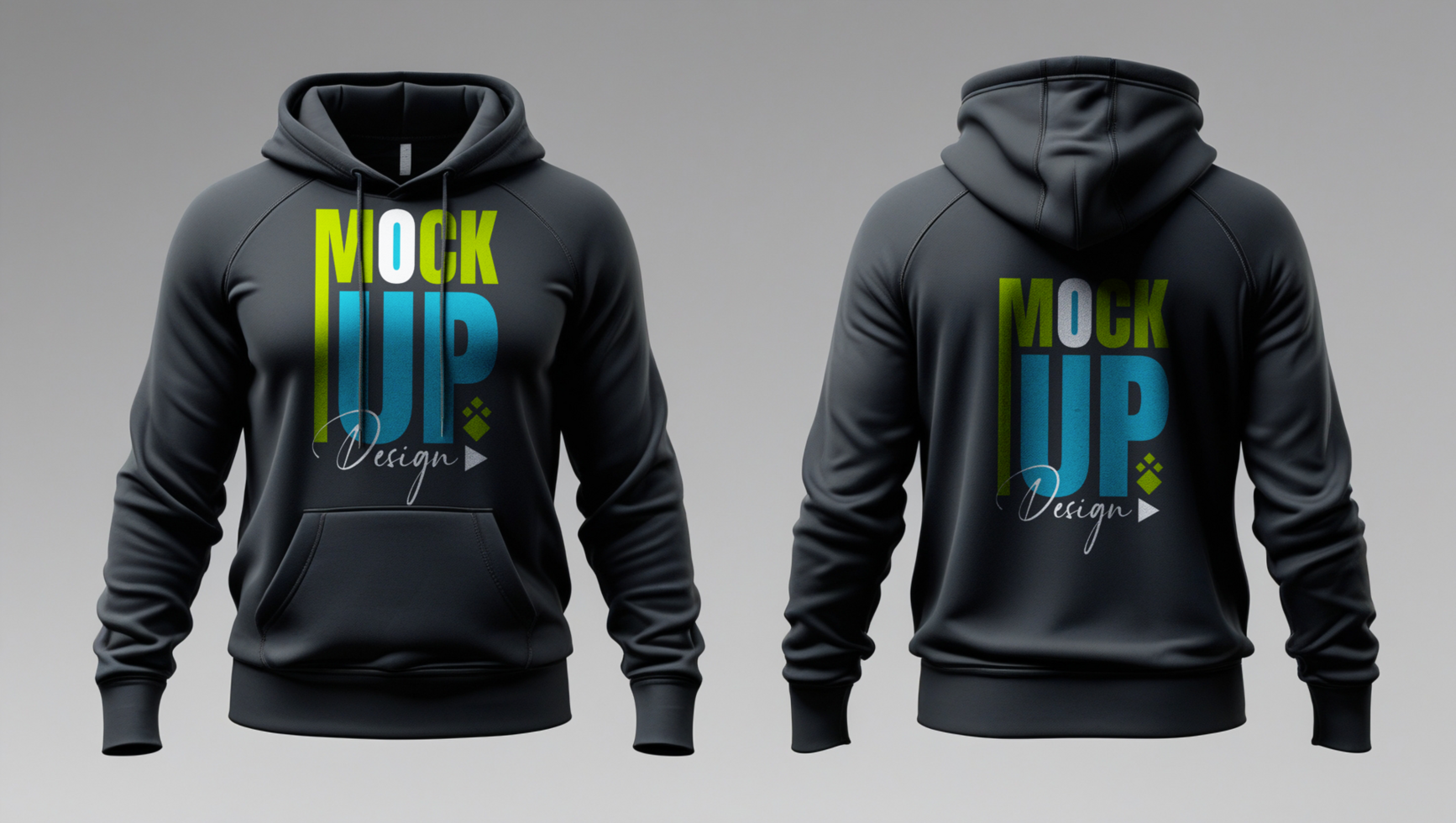 Black hoodie mockup for branding with long sleeve design and apparel template psd
