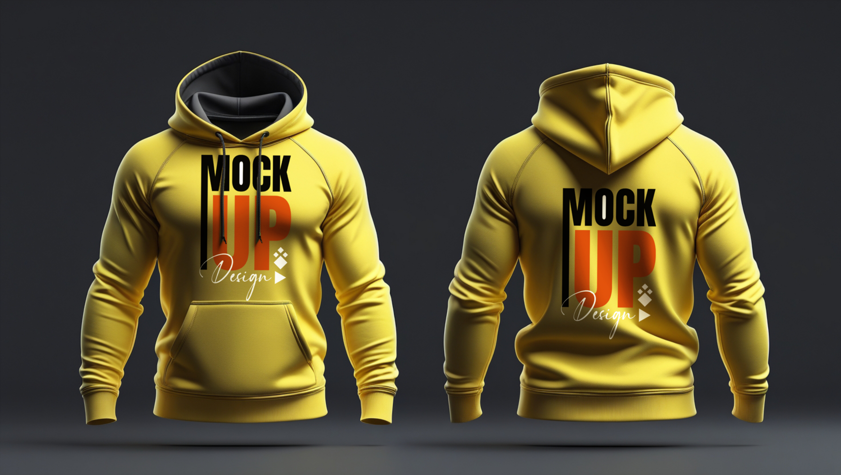 Realistic yellow hoodie mockup template with soft fabric texture for streetwear presentations psd