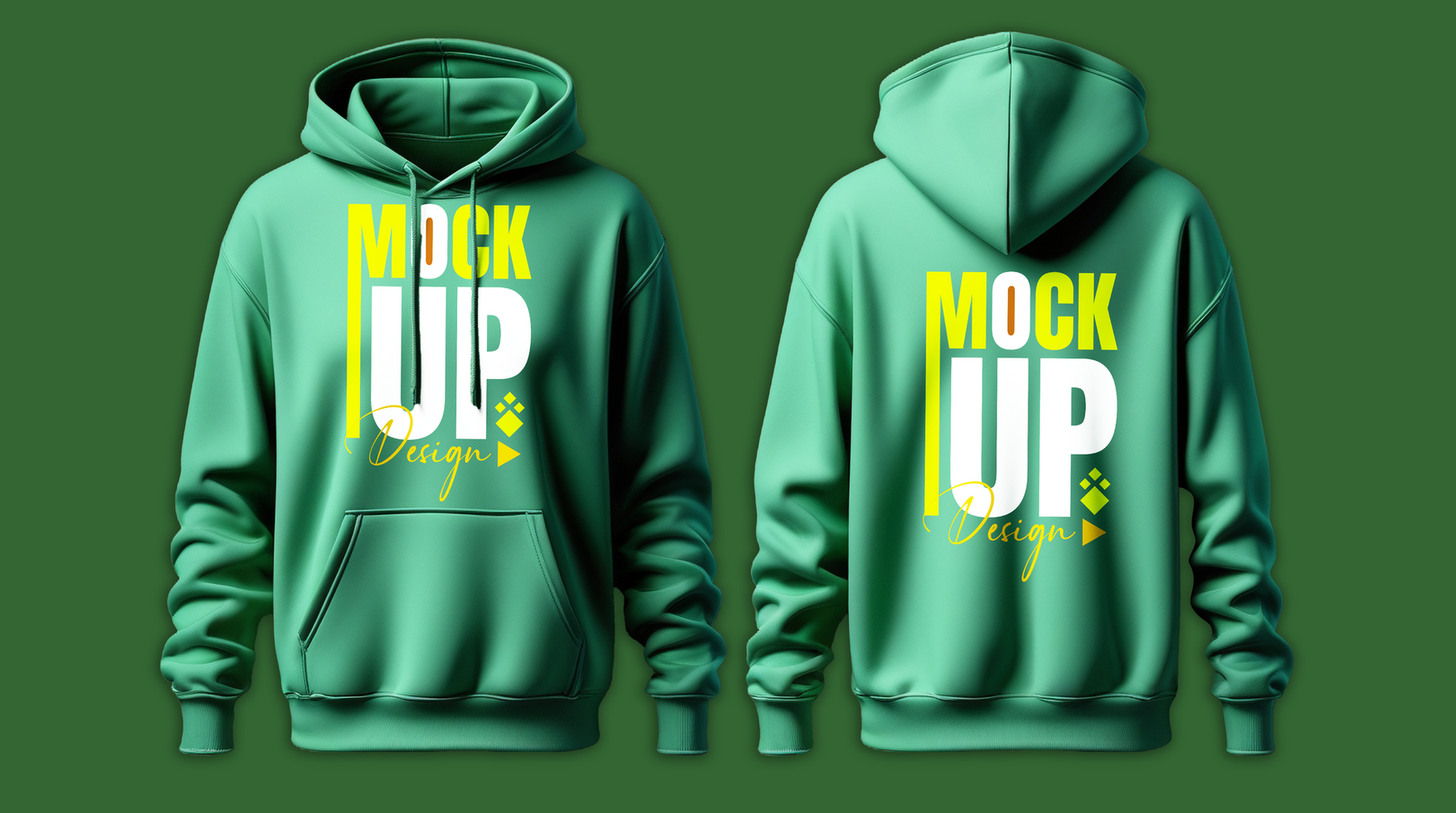 Unique soft smooth green hoodie branding mockup ideal for long sleeve casual apparel concepts psd