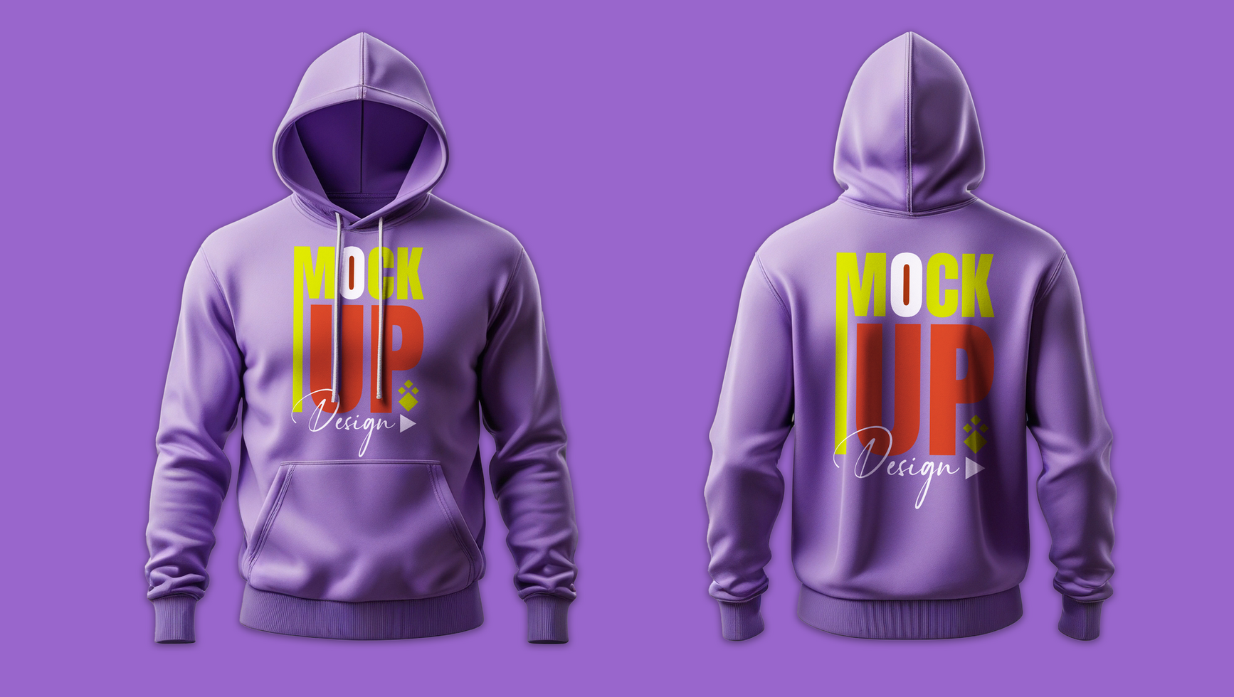 Professional soft purple hoodie mockup template with detailed fabric texture and clean background psd