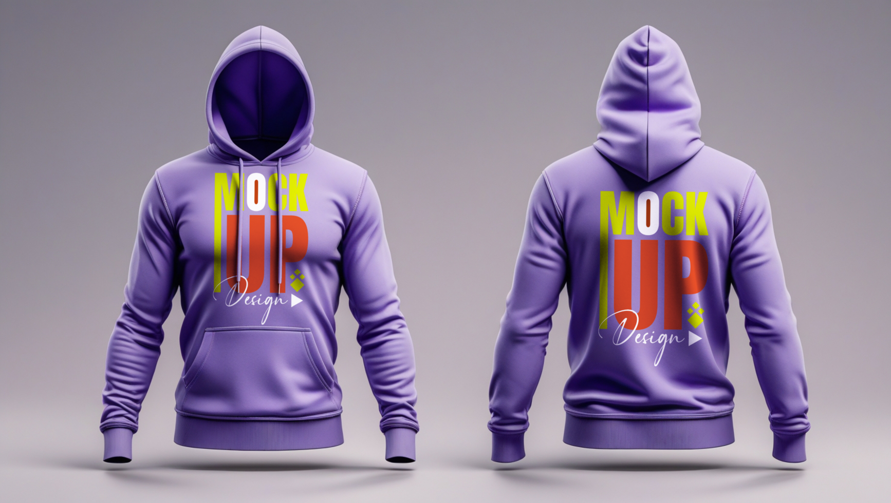Vibrant soft purple hoodie mockup template for clean product design display and fabric presentation psd