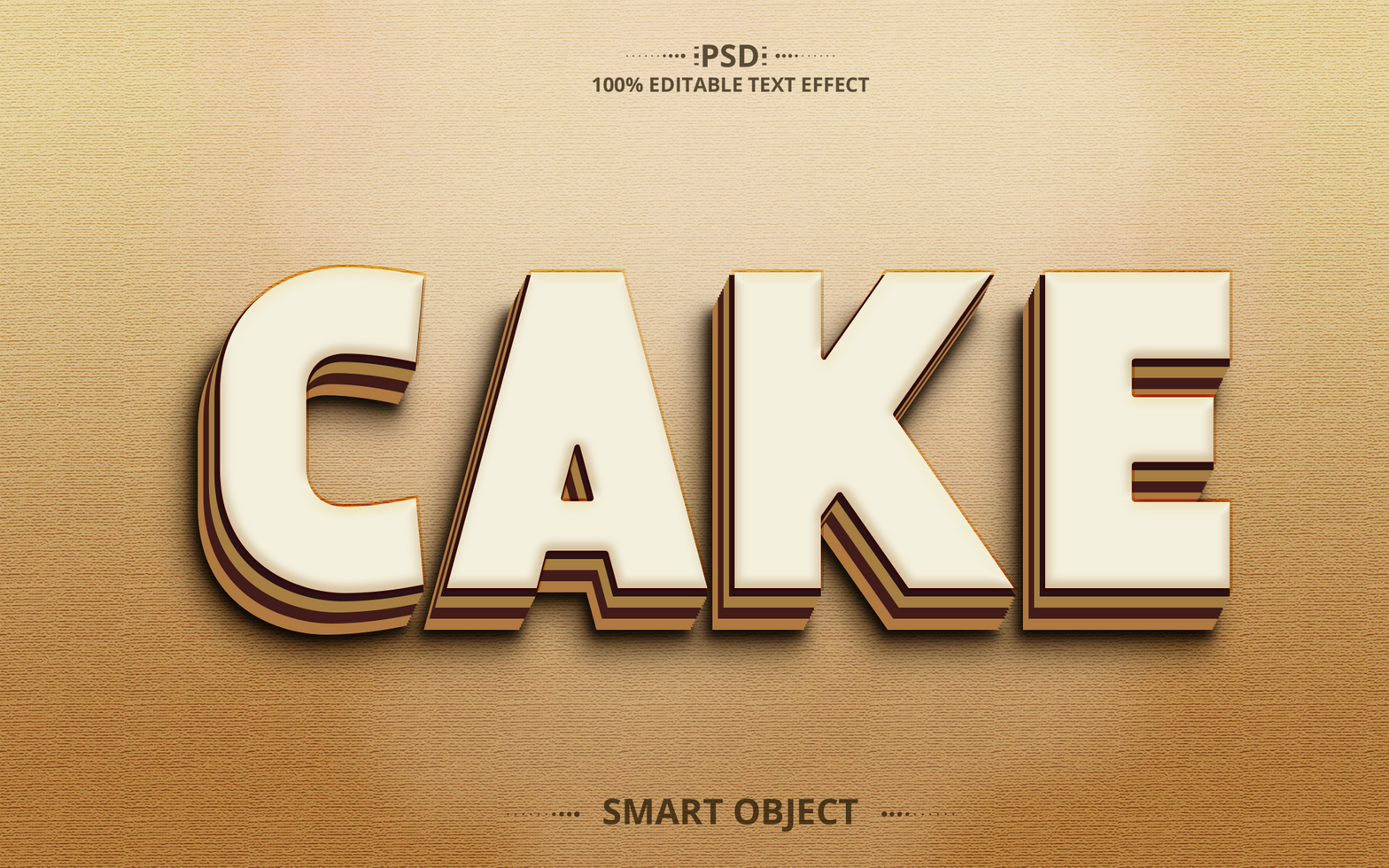 Cake Best 3d Editable Text Effect Design psd