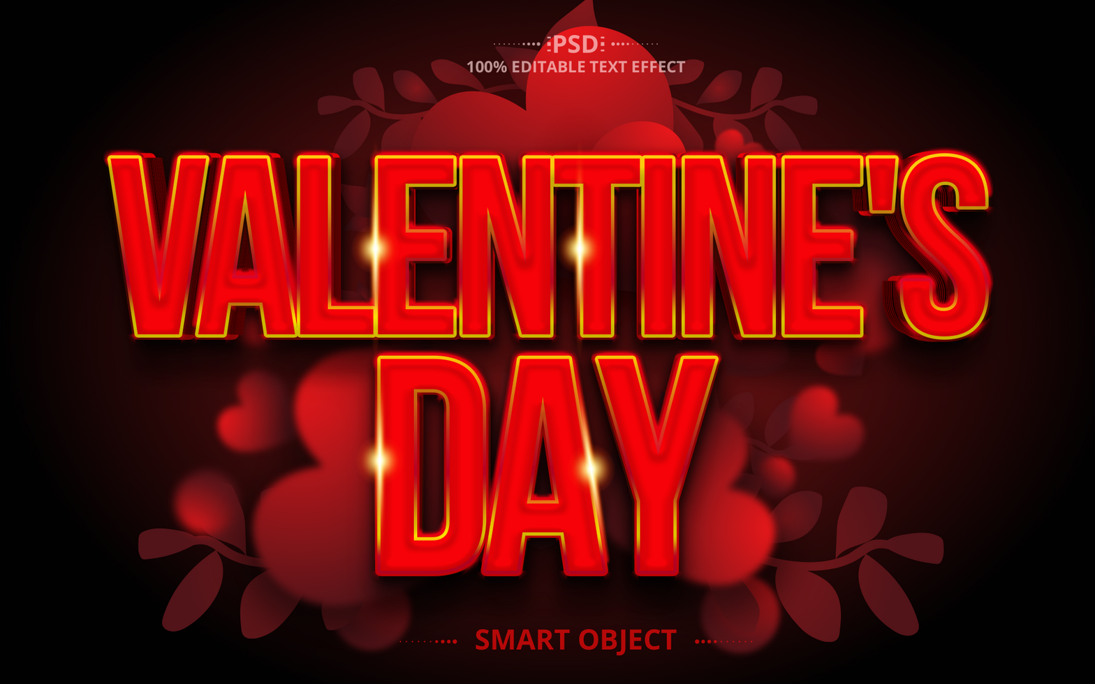 Valentine's love editable 3d text effect psd