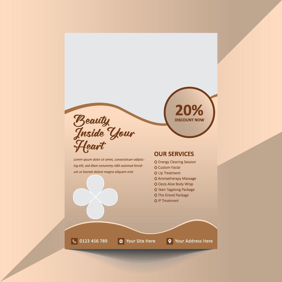 Beauty salon flyer template. Beauty parlor poster flyer leaflet template design vector
