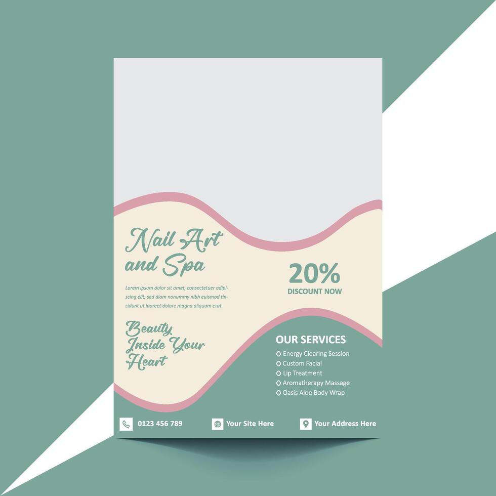 Template flyer and brochure with a4 size. Beautiful poster and banner design to promote cosmetics product, beauty salon, Healthy Skin Clinic, medical spa. vector