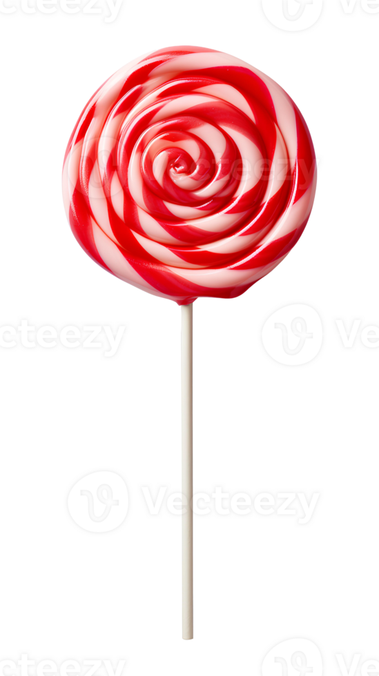 Swirl lollipop isolated featuring vibrant colors in a playful spiral design perfect for candy-themed visuals or festive decorations emphasizing sweetness and fun png