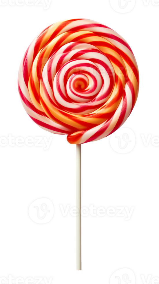 colorful swirl lollipop isolated in a top view showcasing its bold hues and intricate patterns ideal for projects centered on candy desserts or cheerful designs png