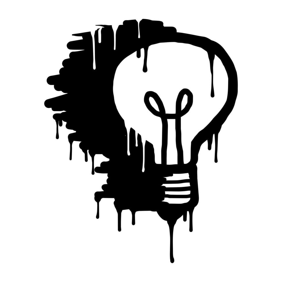 Spray painted graffiti bulb icon. Symbol of idea, creativity drip symbol vector