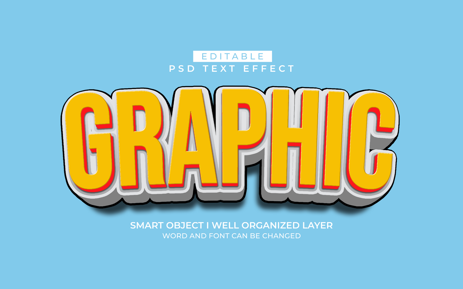 3d editable graphic text effect typography style template psd