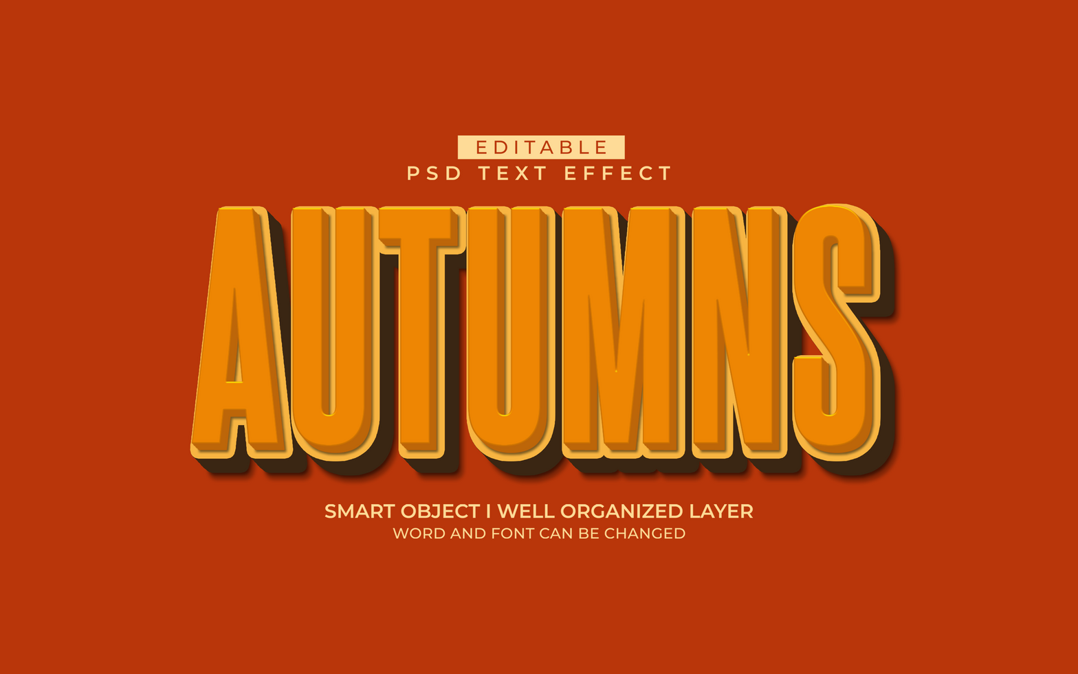 3d editable autumns text effect typography style template psd