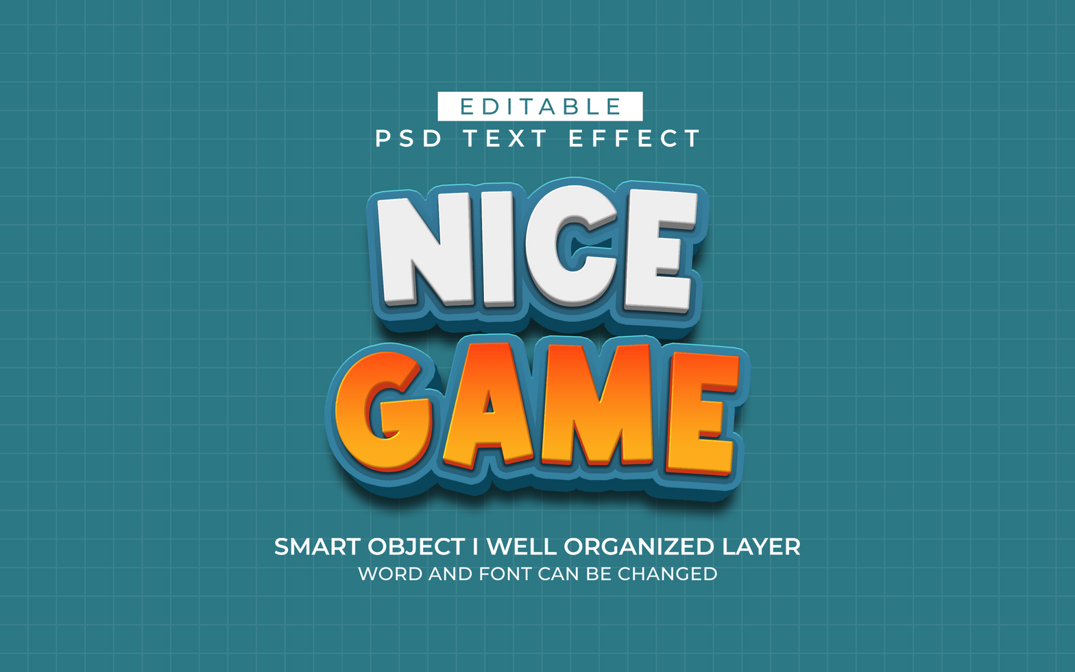 3d editable nice game text effect typography style template psd