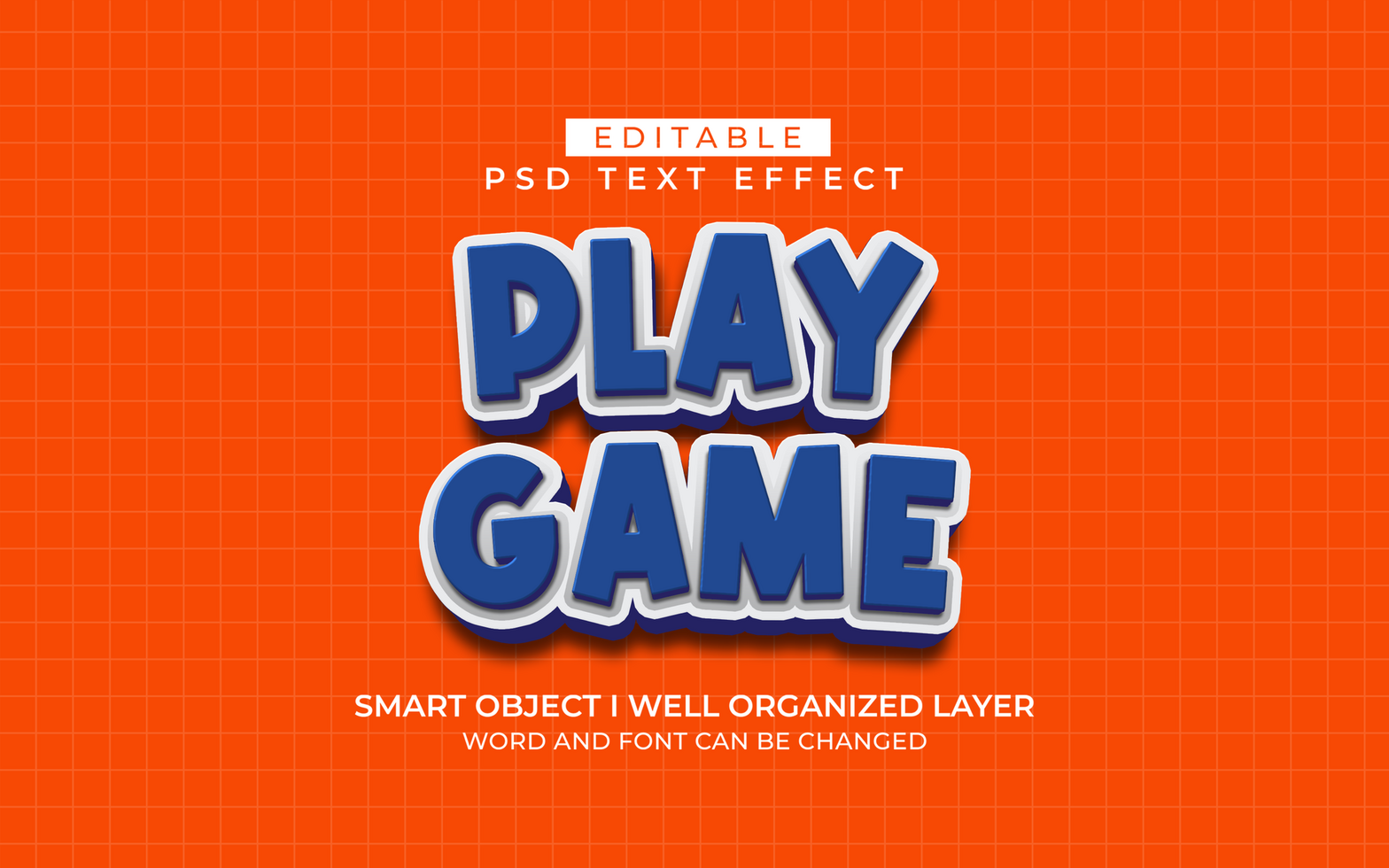 3d editable play game text effect typography style template psd