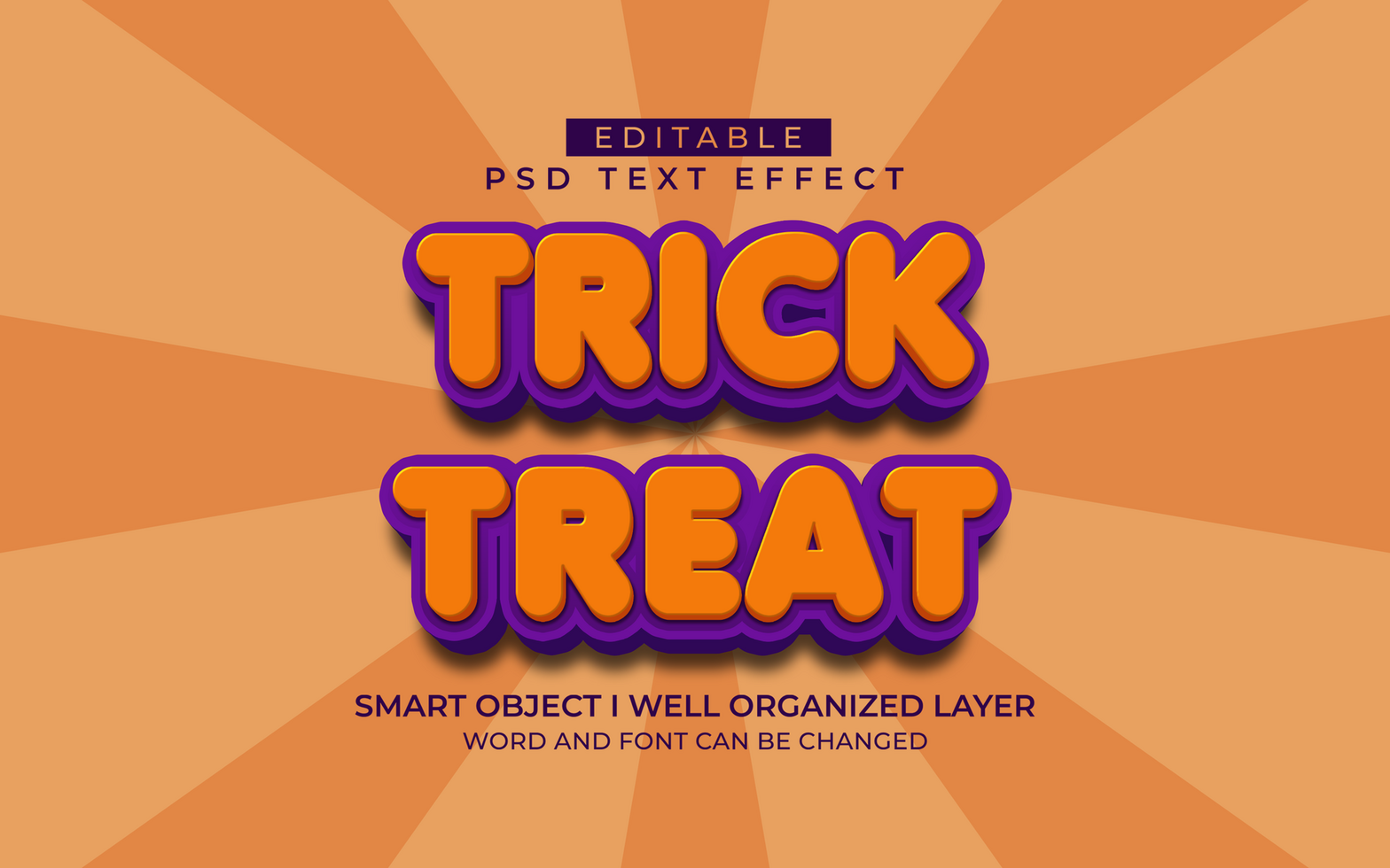 3d editable trick or treat text effect typhographic style template psd