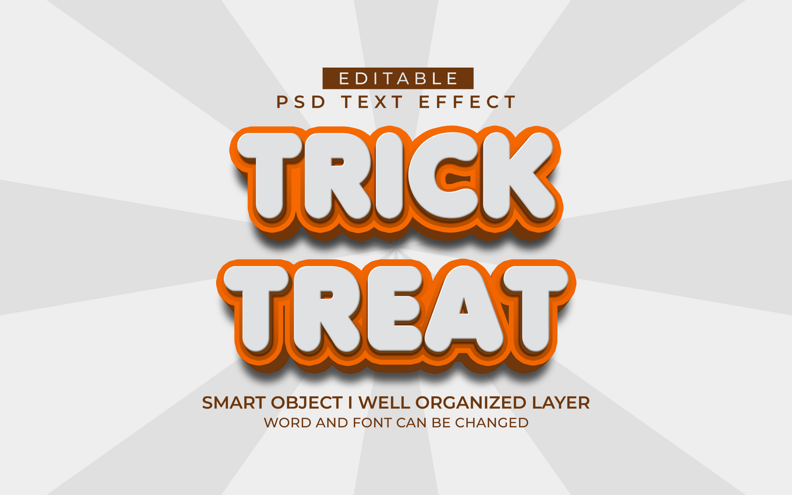 3d editable trick or treat text effect typhography style template psd
