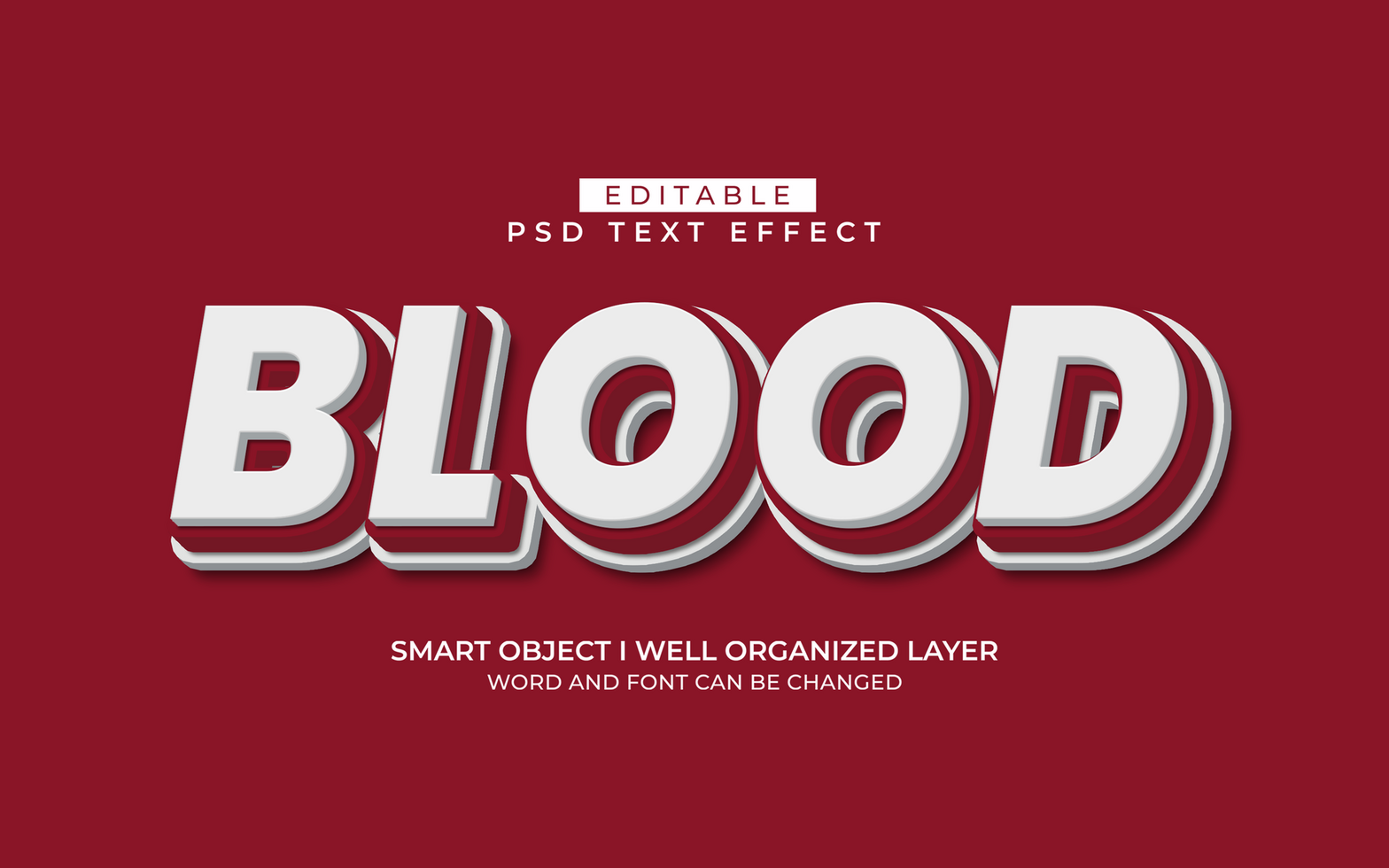 3d editable blood text effect typography style template psd